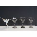 Wallendorf Figure of an Ice Skater together with Three Scandinavian Style Champagne Glass with