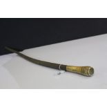 19th Century Bulls Pizzle walking stick with Carved ivory or Bone handle, approx 84cm long in total
