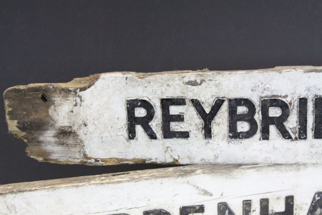 Two vintage Wooden Signs with metal lettering, one marked "Chippenham" the other "Reybridge", - Image 6 of 6