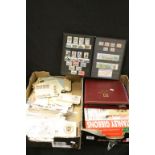 Two Trays of Philatelic Items including Stamps on Paper, First Day Covers, Stamp Album and Stanley