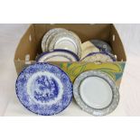 Collection of 19th and 20th century Plates including Wedgwood Etruria White Plates with Relief