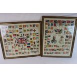 Two Set Of Framed And Glazed Silks Of Flags Of The Allies.