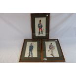 Three framed & glazed Watercolours of Historical Military figures and all signed "John Sparkes",