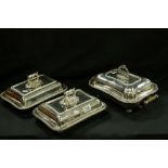 Five Silver Plated Lidded Entree Dishes / Tureens including Pair of Martin Hall & Co, and Entree