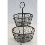 Two tier metal egg basket