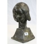 French Bronzed Plaster bust of "Saint Fortunade" depicting a young Girl with closed eyes and