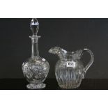 Georgian Cut Glass Jug with Fluted Cut Glass Decoration together with a Thomas Webb Crystal Cut