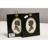 Two Pennyfarthing framed & glazed Silhouettes by Enid Elliott Linder, each approx 15 x 12.5cm