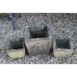 Pair of Cotswold Studios Reconstituted Garden Planters together with another Garden Planter