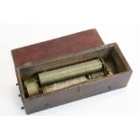 19th Century Oak cased Music box for restoration, movement numbered 8185, box approx 32 x 12 x 9.