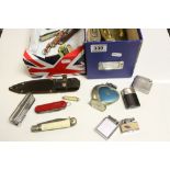 Box of vintage Lighters to include Monopol and Table type plus a small collection of vintage
