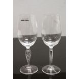 Pair of Lalique Wine glasses, engraved to base "Lalique France" and standing approx 20cm