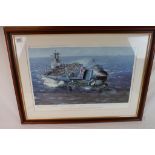 A Framed And Glazed Limited Edition Signed Print Entitled "H.M.S. Ark Royal" By Philip E West,