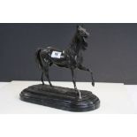 After Mene Bronze model of a Horse on heavy Marble base, measures approx 35 x 31 x 17cm at the
