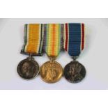 A World War One / WW1 British Miniature Medal Trio To Include The Victory Medal, The British War