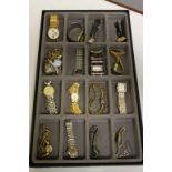 Tray of mainly vintage Quartz watches to include one marked "Dunhill" plus a Ball type hand wind