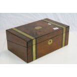 Brass bound Walnut veneer Writing Slope with part fitted interior and secret drawers, measures