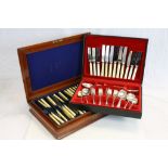 Matched Six Setting Canteen of Cutlery together with another Part Canteen of Cutlery in a Mahogany
