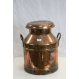 Vintage twin handled Copper Milk Churn, marked to side "Horlicks" in relief & embossed to lid "