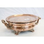Vintage Copper Twin Handled Warming Dish with Lid