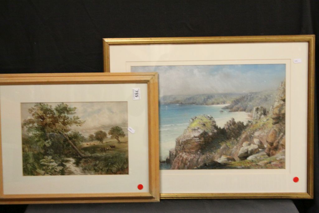 Framed and Glazed Coastal Scene Watercolour, unsigned but with Sothebys Label to verso ' 11 10 95