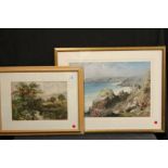 Framed and Glazed Coastal Scene Watercolour, unsigned but with Sothebys Label to verso ' 11 10 95