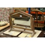 Art Deco Oak Framed Swing Mirror with Bevelled Edge