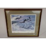 A Framed And Glazed Limited Edition Print Entitled D-Day By Air, By Land, By Sea, Signed By Brian