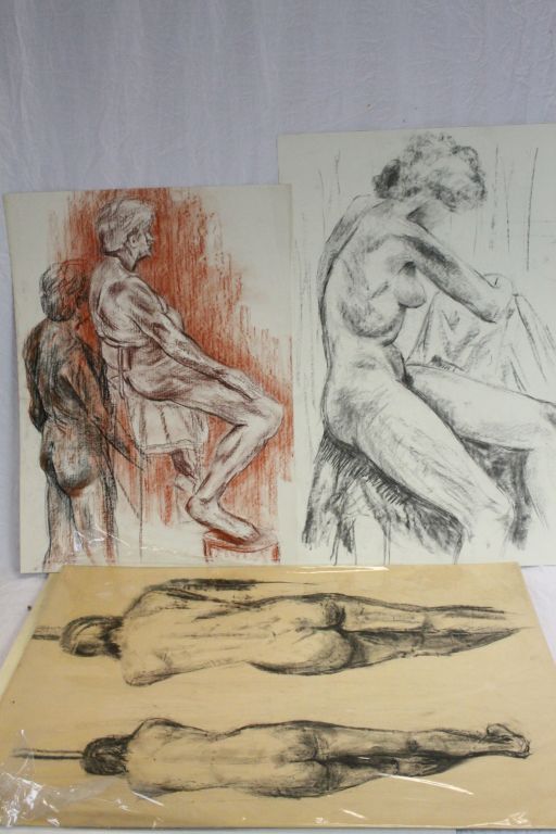 20th Century School three academic still life pastel studies of female nudes (unframed)