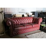 Leather Three Seater Chesterfield Sofa, 194cms long x 84cms deep x 73cms high