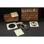 Red ' G.W.R. ' Brick, Metal Notice ' Warning Earthing Pin.... ', SEC Switch, BR & GWR Travel
