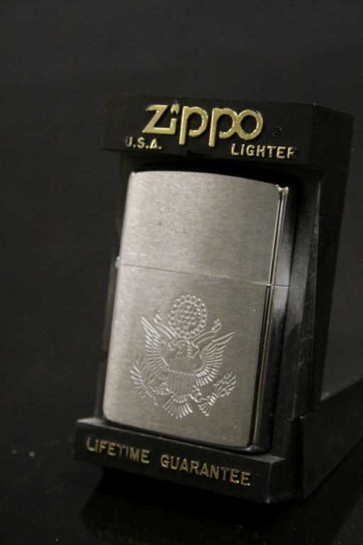 Four boxed vintage Zippo Lighters, three with American interest - Image 4 of 5