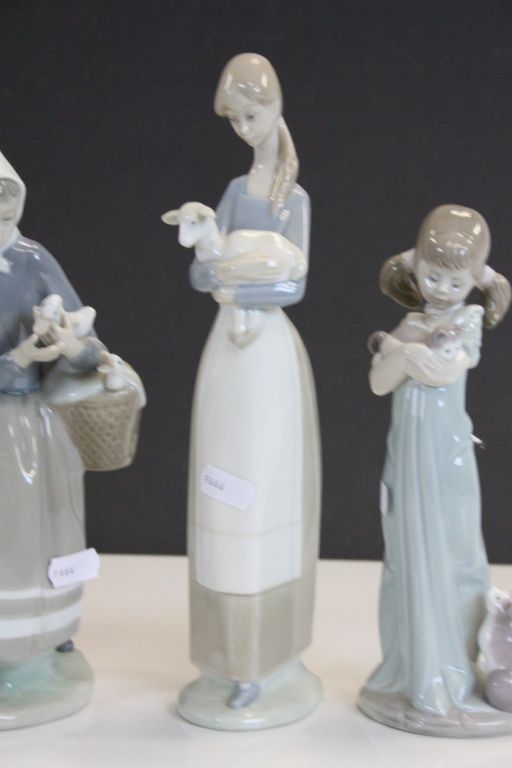 Three Lladro ceramic Figurines, one with Cats, another with Ducks and the third with a Lamb, tallest - Image 3 of 4