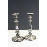 Pair of 19th Century Sheffield Plate Candlesticks with weighted bases, both stand approx 28cm