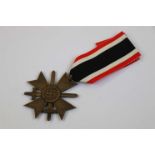 A World War Two / WW2 Full Size German Third Reich War Merit Cross Medal 2nd Class With Swords.