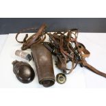 Collection of Leather Horse Tack including Reins, Nose Bands, Martingale, etc plus a Pair of Vintage