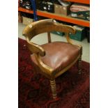 Late Victorian / Edwardian Walnut Captains Tub Chair