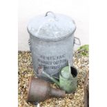 Vintage Watering Can with Rose, Galvanised Dustbin and Lid plus a Iron Drain Top