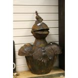Large Soldered Metal model of a Knights Torso with Helmet, with Rusty finish, stands approx 84cm