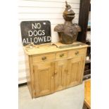 19th century Pine Cupboard / Dresser Base with Three Drawers over Two Cupboards, 120cms wide x 46cms