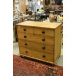 19th century chest of 3 long and 2 short drawers