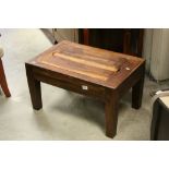 Hardwood Games / Coffee Table with panel to top lifting to reveal a Backgammon Board and pieces,