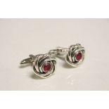 Pair of Silver and Ruby cufflinks