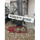 Railway Signal and a Metal Sign ' Roberts Road '
