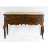 Antique 17th / 18th century Oak Dresser Base with Two Drawers, Shaped Apron and raised on cabriole