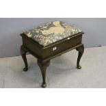 Mid 20th century Piano Stool with Needlework Upholstered Hinged Lid