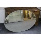 Vintage Oval Mirror with an etched flower design, 90cms long