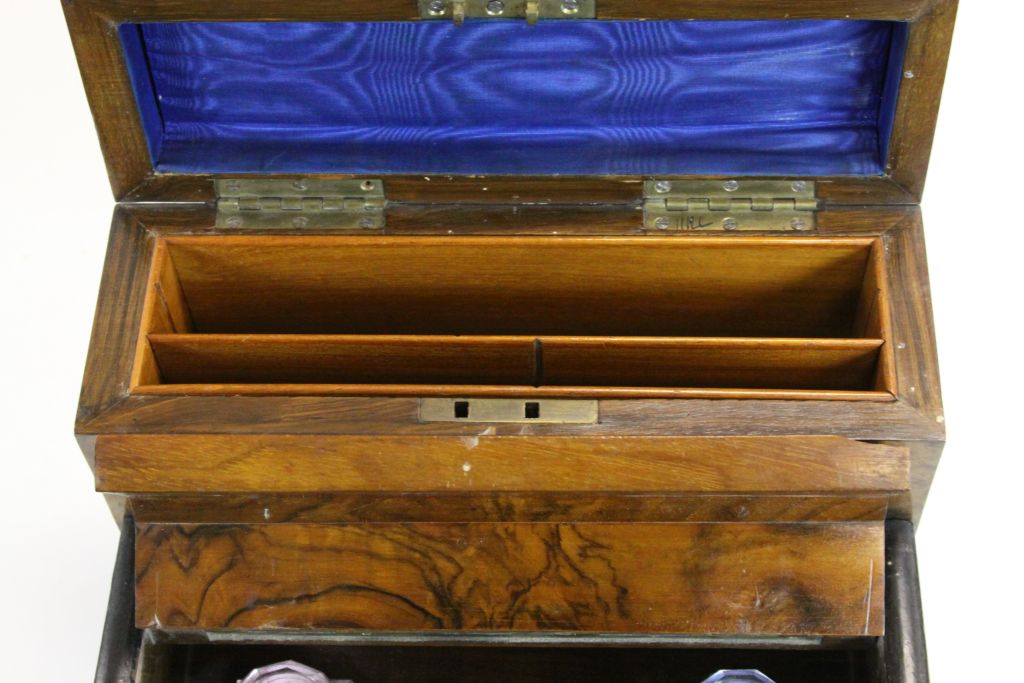 19th Century novelty Inkstand in the form of a Piano with Walnut veneer finish and Original Glass - Image 5 of 6