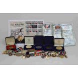 A Collection Of Militaria And Military Related Items To Include Medals, Coins, Badges, Stamps Etc..