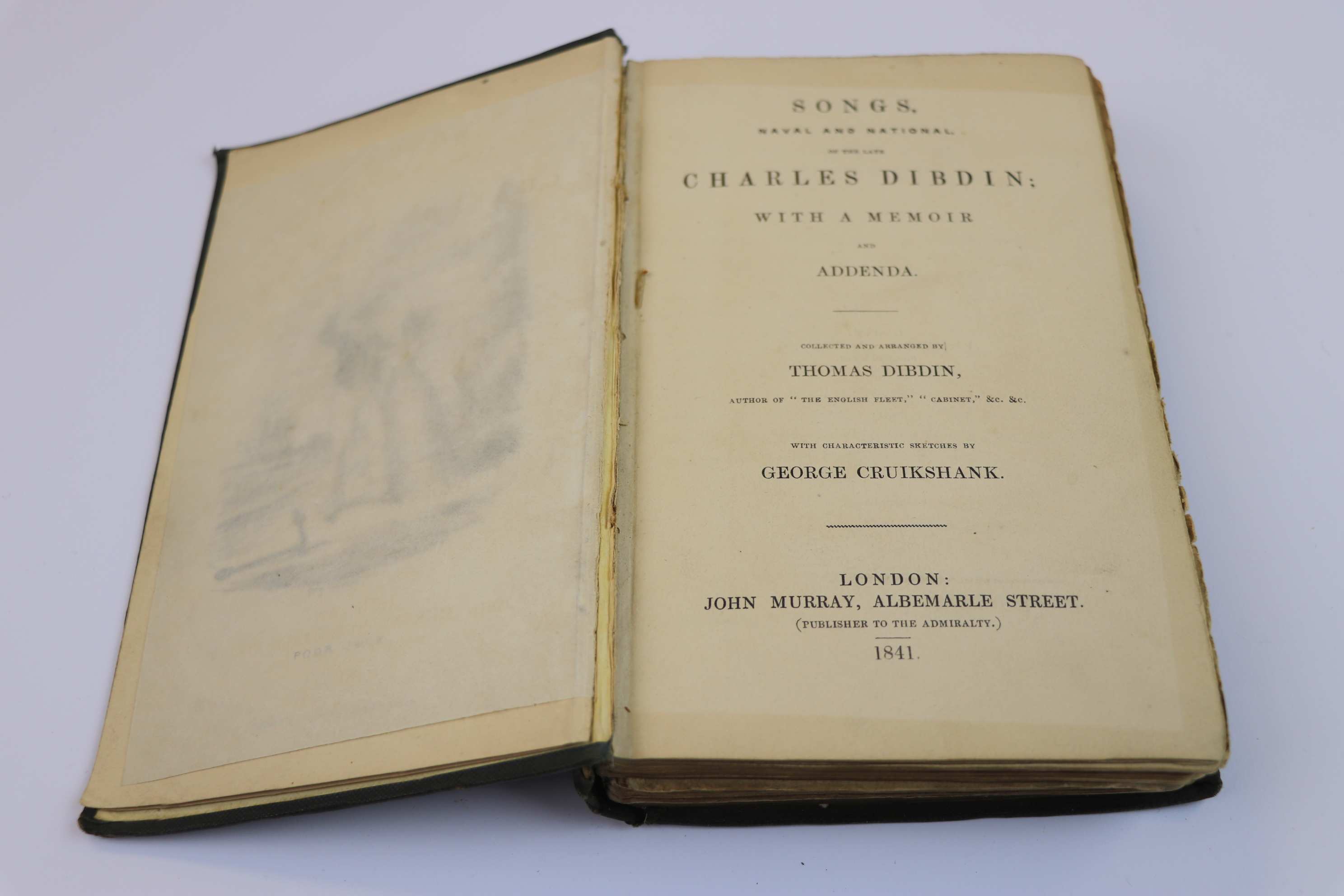 CHARLES DIBDIN : SONGS NAVAL AND NATIONAL, Edited Thomas Dibdin, Illustrated George Cruikshank, - Image 3 of 4